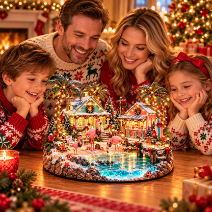 🎄🦩 Pink Flamingo Christmas Village™ – Tropical Lights, Coastal Cottages & Holiday Charm