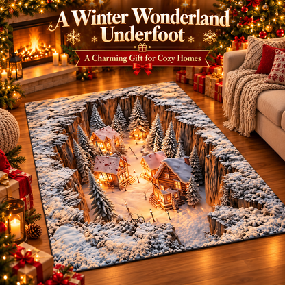 ❄️🏘️ Winter Village Illusion Rug™ | 3D Snowy Christmas Area Rug