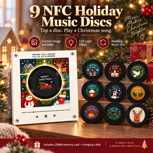 🎅🎶 Christmas Jukebox Music Player – 9 Vinyl-Style Song Discs