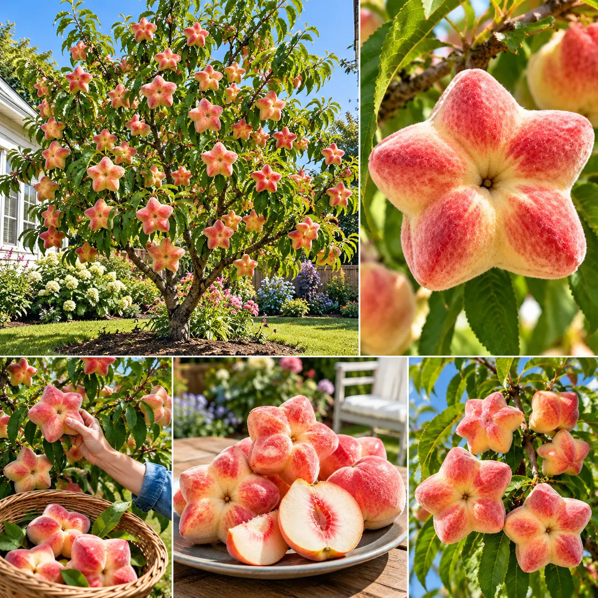 🍑 Rare Starburst Peach Bulbs – Grow Amazing Star-Shaped Peaches! ⭐