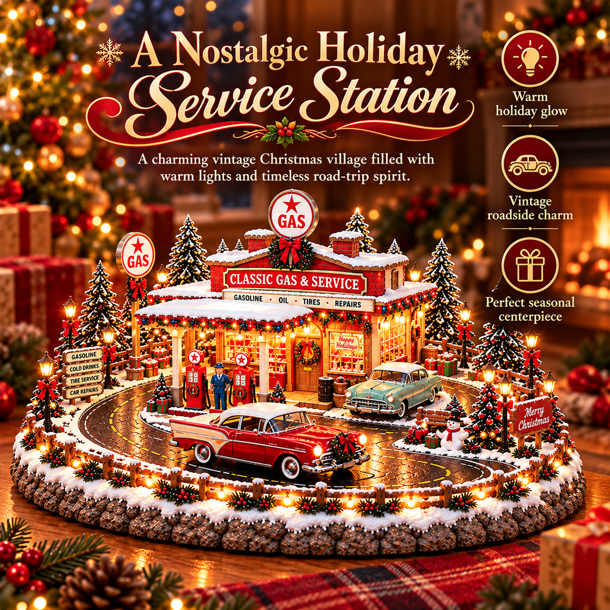 🎅⛽ Christmas at the Old Gas Station | Vintage Holiday Village Collectible 🎄