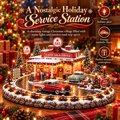 🎅⛽ Christmas at the Old Gas Station | Vintage Holiday Village Collectible 🎄