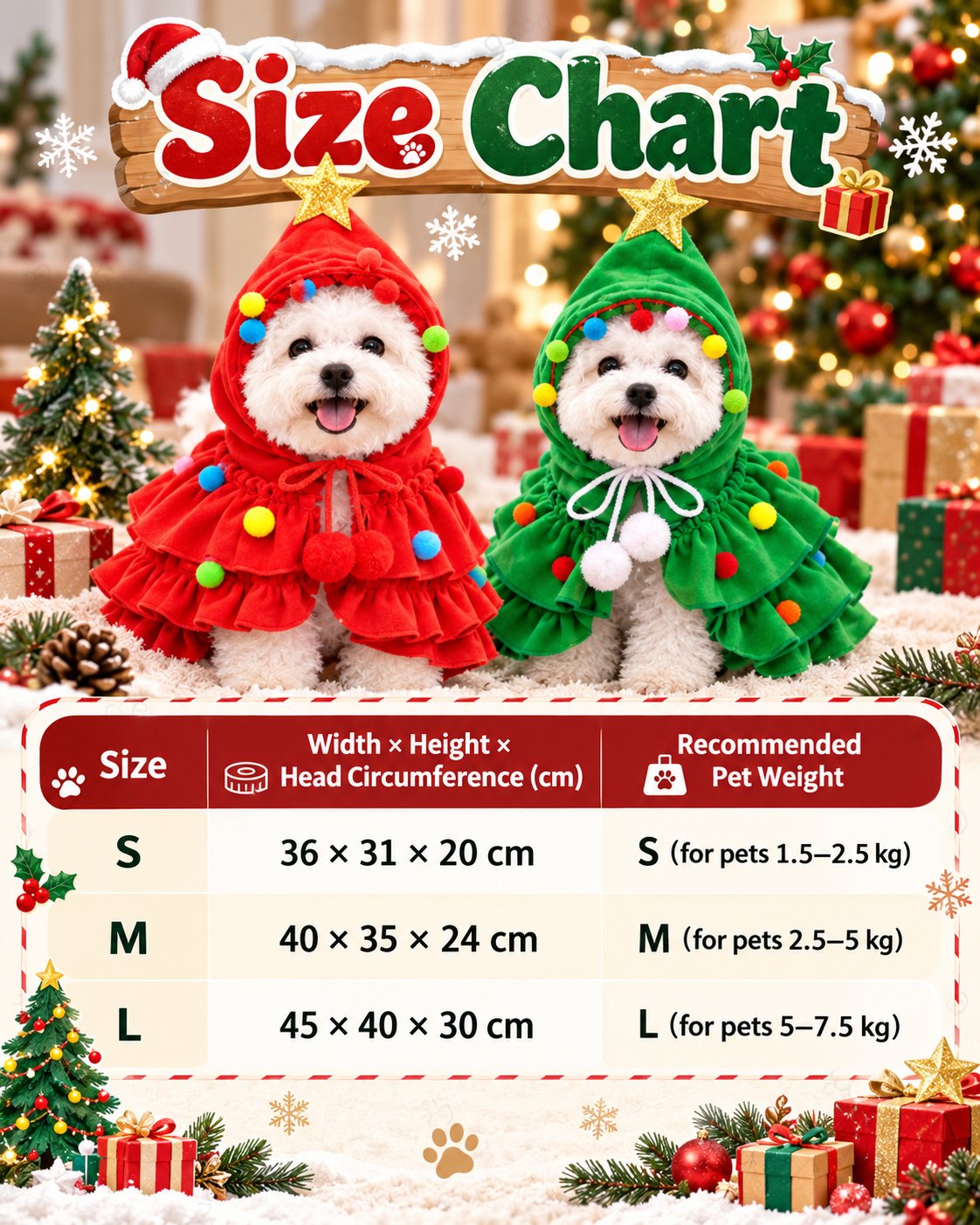 🐶✨ Festive Tree Pet Cape – Cute Christmas Costume for Dogs & Cats