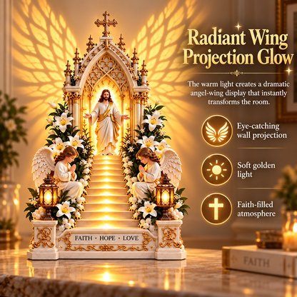 🙏 Heavenly Stairway Angel Wing Light – Christian Tabletop Faith Decor