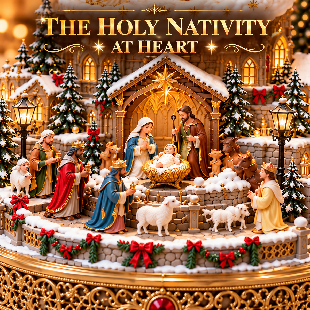 ✨ When Angels Sing | Lighted & Rotating Nativity Village 👼🎄