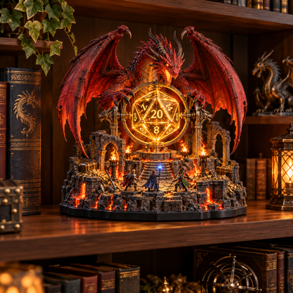 🐉 The Dragon Guards Your Roll | Lighted D20 Fantasy Diorama