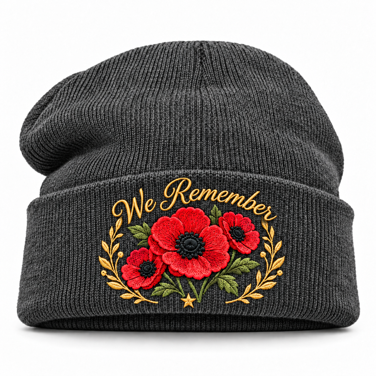 🎖️ Lest We Forget Poppy™ | Memorial Embroidered Knit Beanie