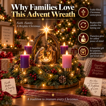 ✝️ Light the Way to Christmas | 4-Week Nativity Advent Wreath 🕯️