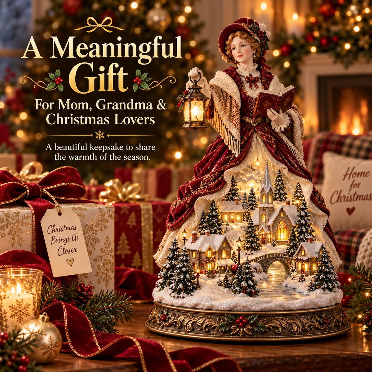 🔥 Last Day 49% OFF |✨🎶 Christmas Carol Belle™ | Victorian Lighted Tabletop Figurine