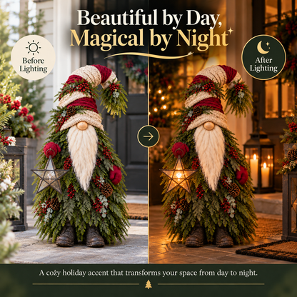 🎅🌲 Evergreen Christmas Gnome – Warm Lighted Floor Decor