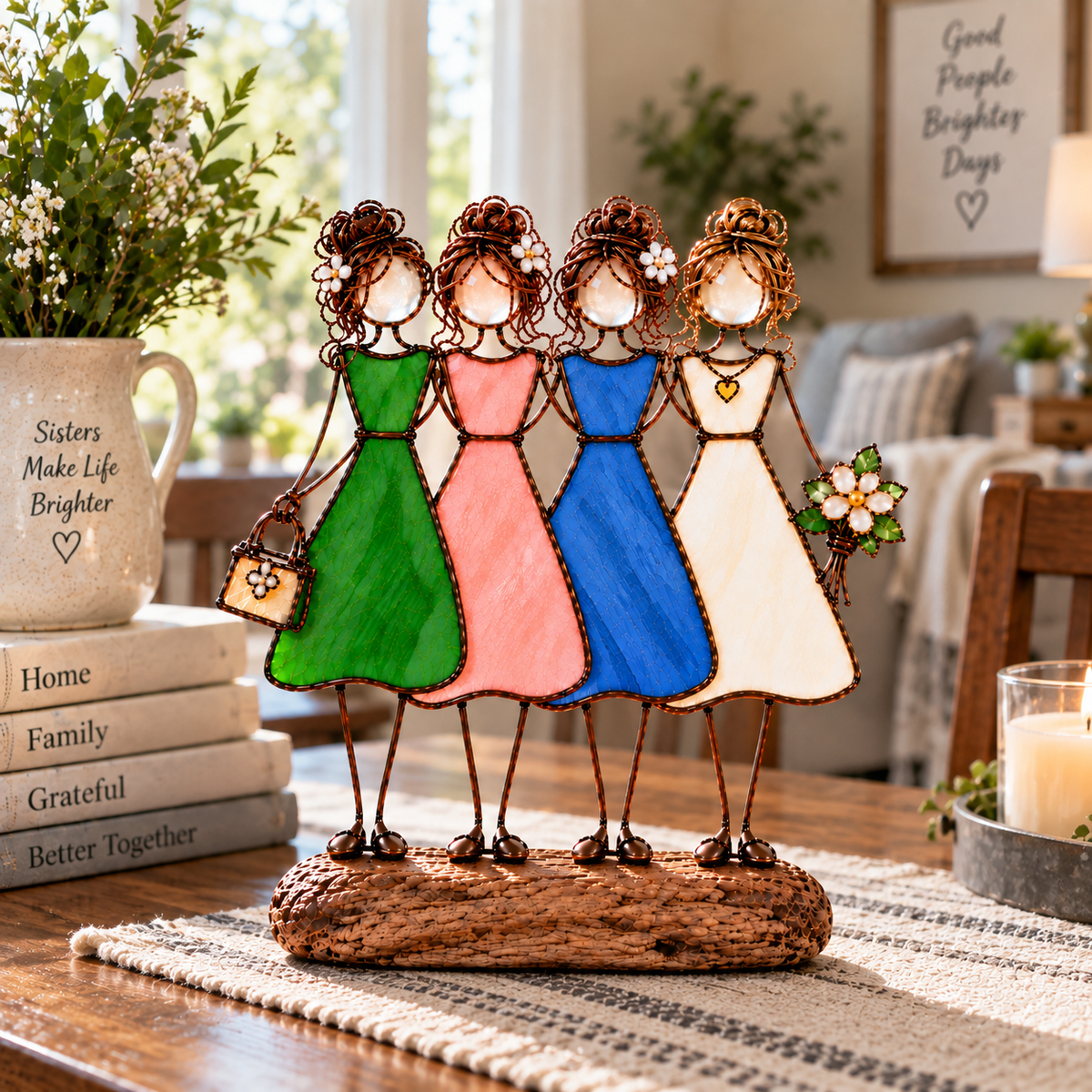💞🪟 Sisters in Light™ | Stained Glass-Inspired Friendship Figurine