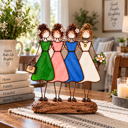 💞🪟 Sisters in Light™ | Stained Glass-Inspired Friendship Figurine
