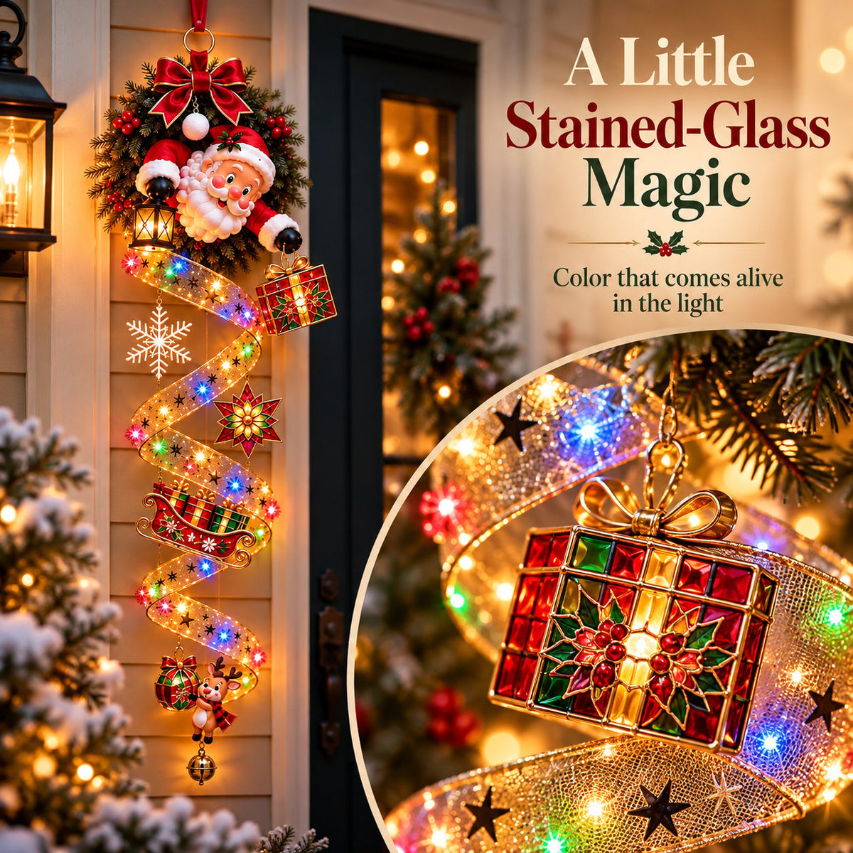 🎄✨ Noel Glasslight™ | Stained-Glass Christmas Door Hanging Decor