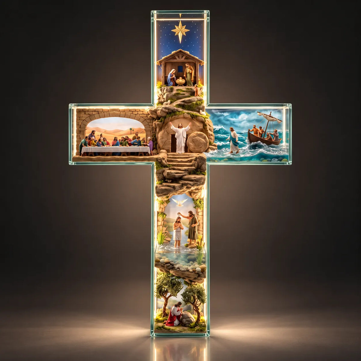 ✝️✨ Illuminated Story of Jesus Cross – Six Sacred Scenes of His Journey