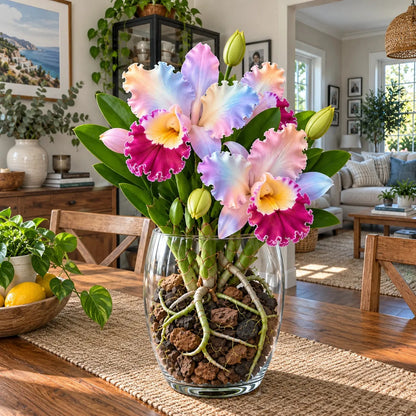 💎 Rare Ruffled Cattleya Orchid Rooted Pseudobulbs – Giant Exotic Bloom