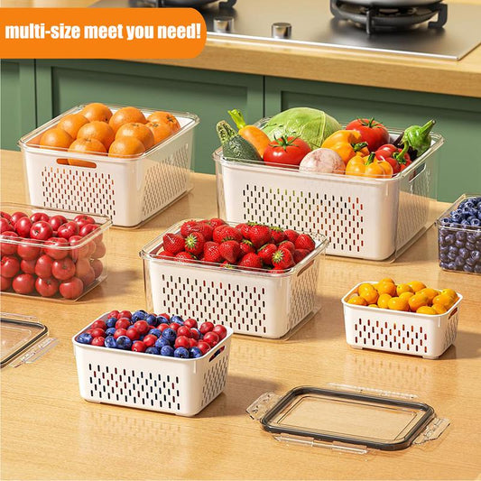 💖Last Day Sale 49% OFF🔥Household transparent plastic food storage box-Including drain basket💧