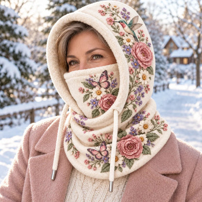 🌸 Cozy Bloom Hood | Hat, Face Cover & Neck Warmer