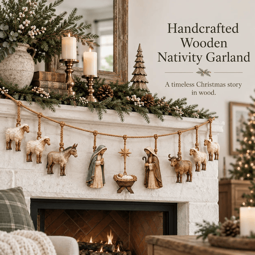 🎄🙏 Bethlehem Blessing™ | Wooden Nativity Garland