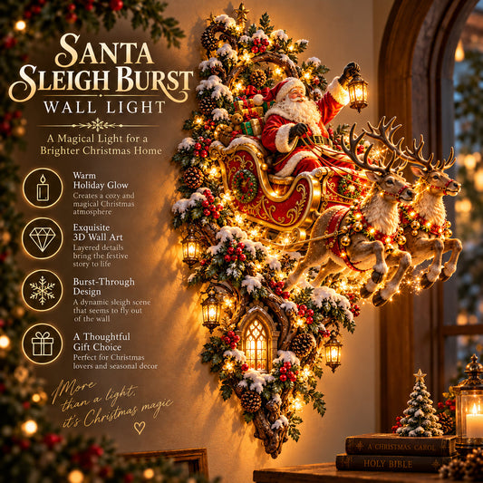 🎅🦌 Sleighburst™ | 3D Lighted Christmas Wall Sculpture