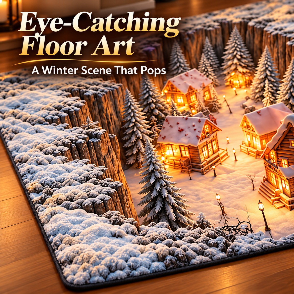 ❄️🏘️ Winter Village Illusion Rug™ | 3D Snowy Christmas Area Rug