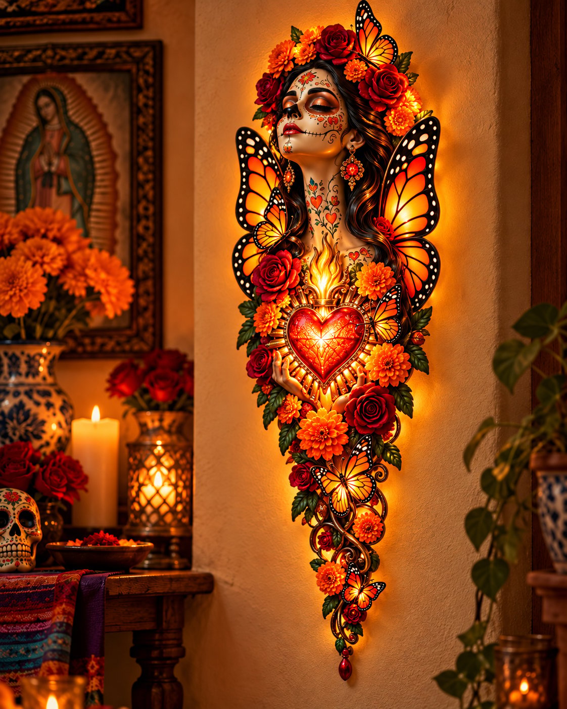 🕯️🌹 Forever in Our Hearts™ | Día de los Muertos Memorial Wall Light