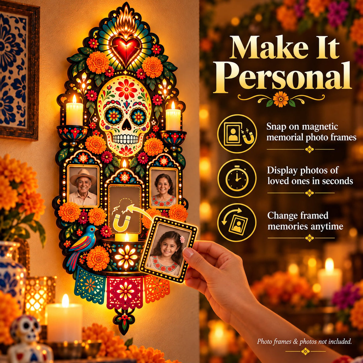 🕯️🌹 Forever in Our Hearts™ | Día de los Muertos Memorial Wall Light