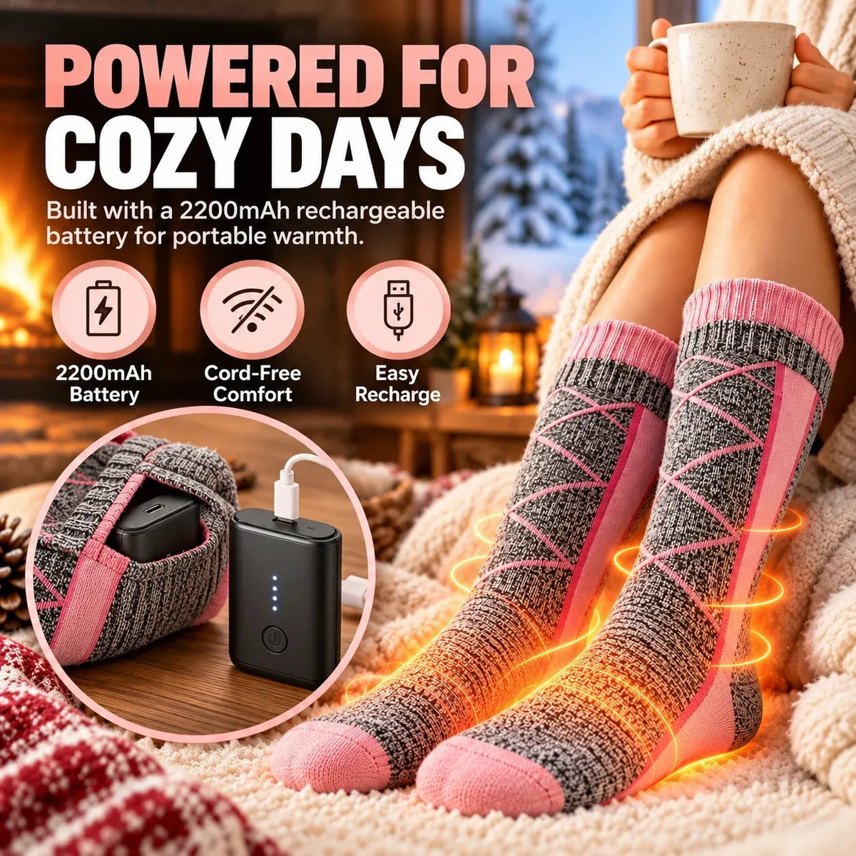 🔥🧦 SoleHeat Pro™ | Rechargeable Heated Socks with 3 Heat Levels