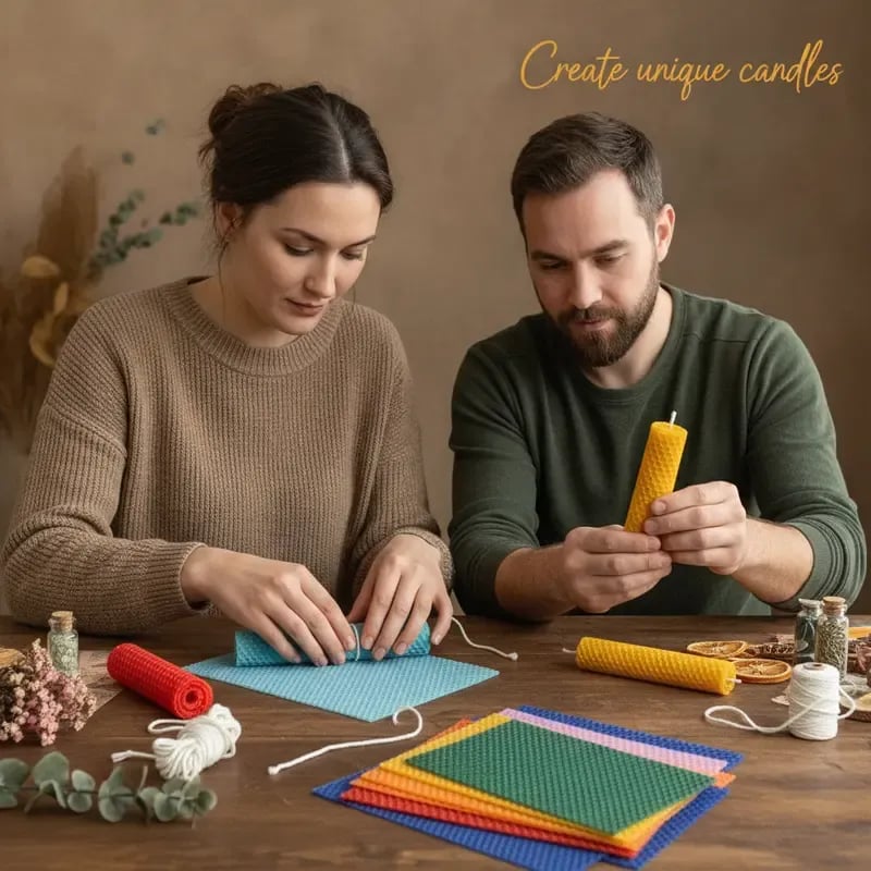 🕯️🐝 HoneyGlow DIY Beeswax Candle Kit – Roll, Create & Light Up Cozy Moments (12-Piece Set)
