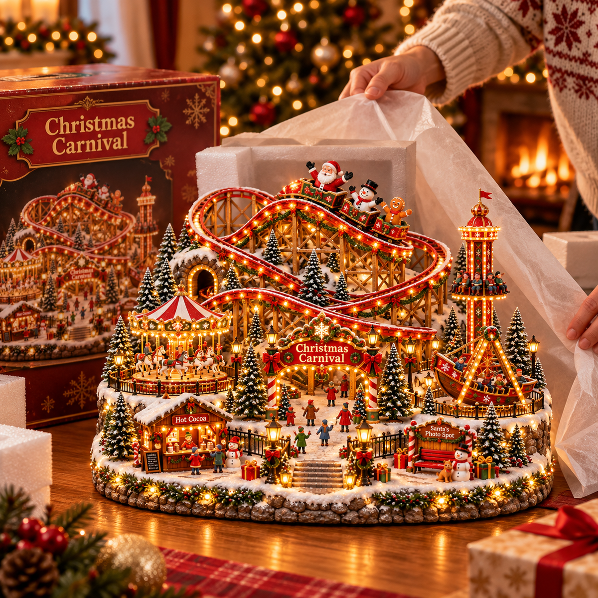 🔥Last Day 50%🎢🎄 Christmas Carnival Village™ | Animated Lighted Holiday Scene