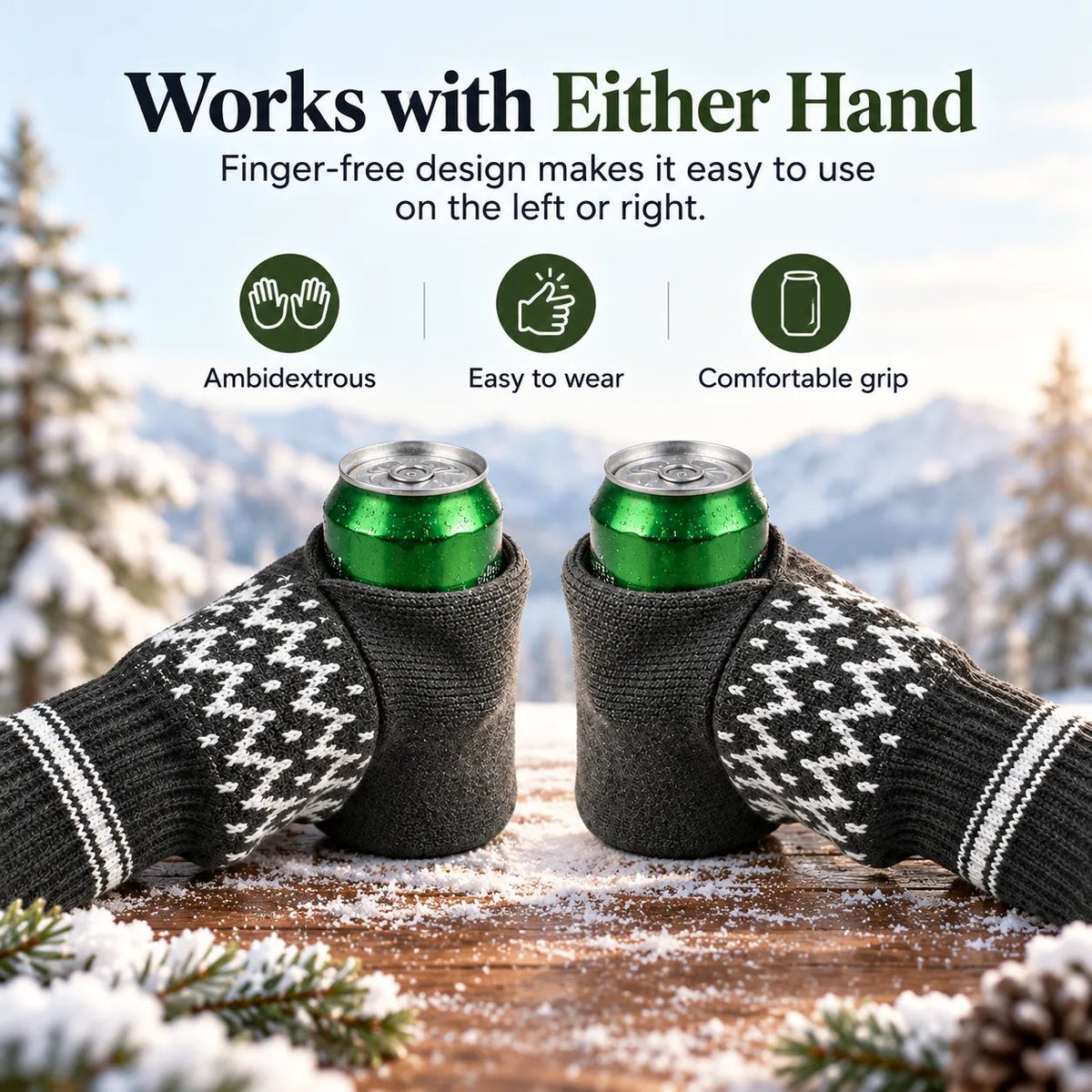 🎁Beer Mitten Gloves – Insulated Knit Drink Holder, 2PCS Set