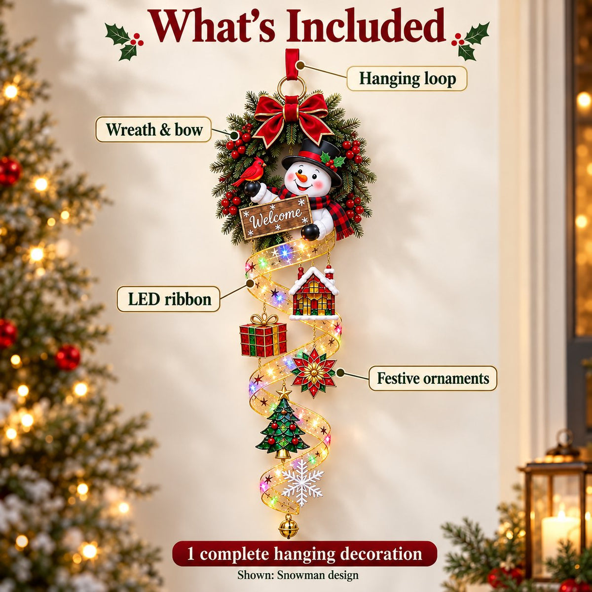 🎄✨ Noel Glasslight™ | Stained-Glass Christmas Door Hanging Decor
