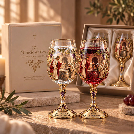 ✝️ Two Vessels, One Miracle™ | Cana Water & Wine Glass Set