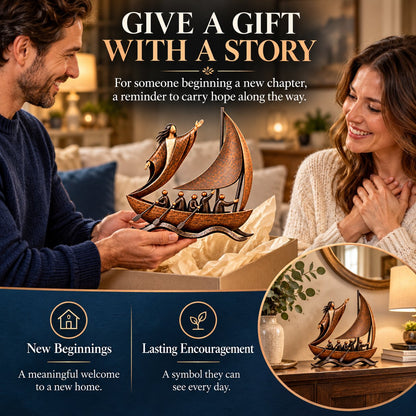 ⏳ Last Day 49% OFF ⛵✨ Guided by Faith™ | Bronze-Tone Sailing Sculpture