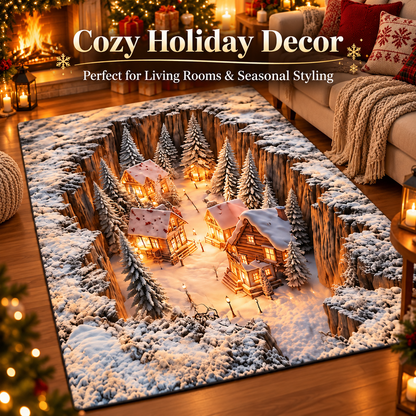 ❄️🏘️ Winter Village Illusion Rug™ | 3D Snowy Christmas Area Rug