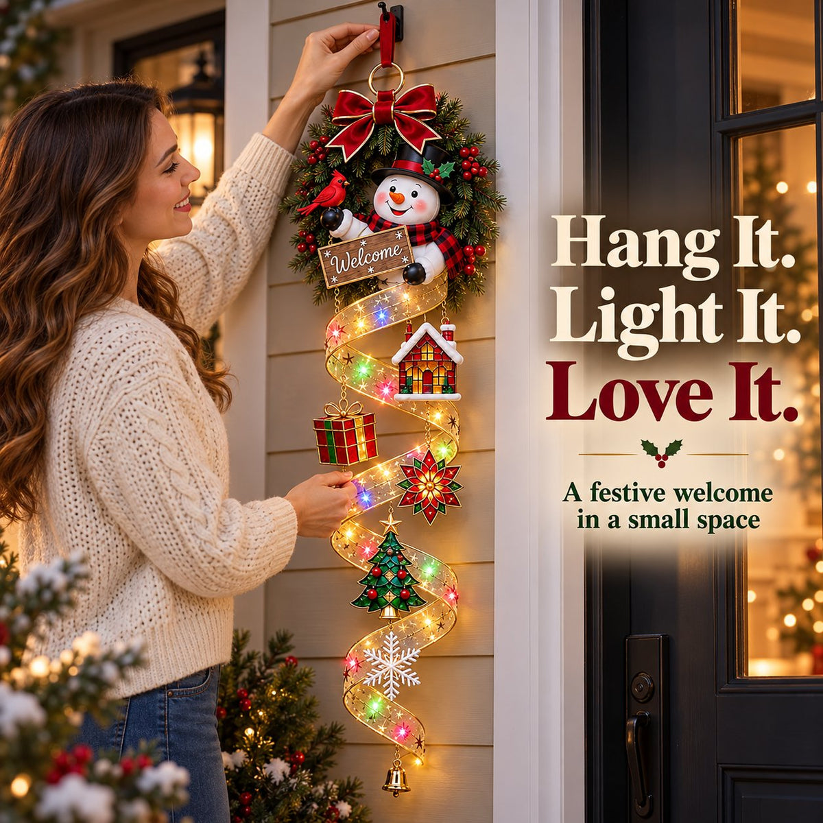 🎄✨ Noel Glasslight™ | Stained-Glass Christmas Door Hanging Decor