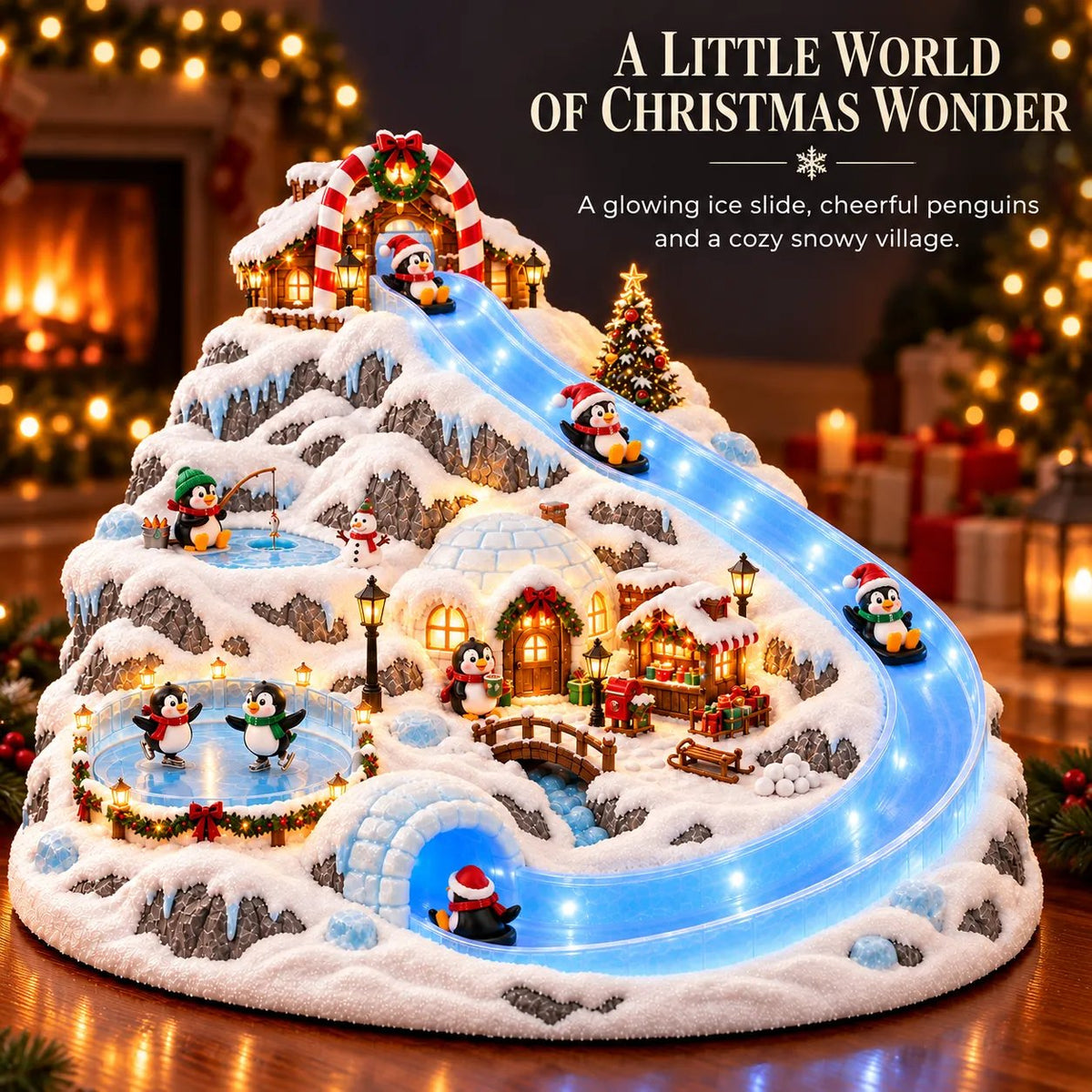 🐧 A Snowy Slide Into Christmas | Lighted Penguin Holiday Village