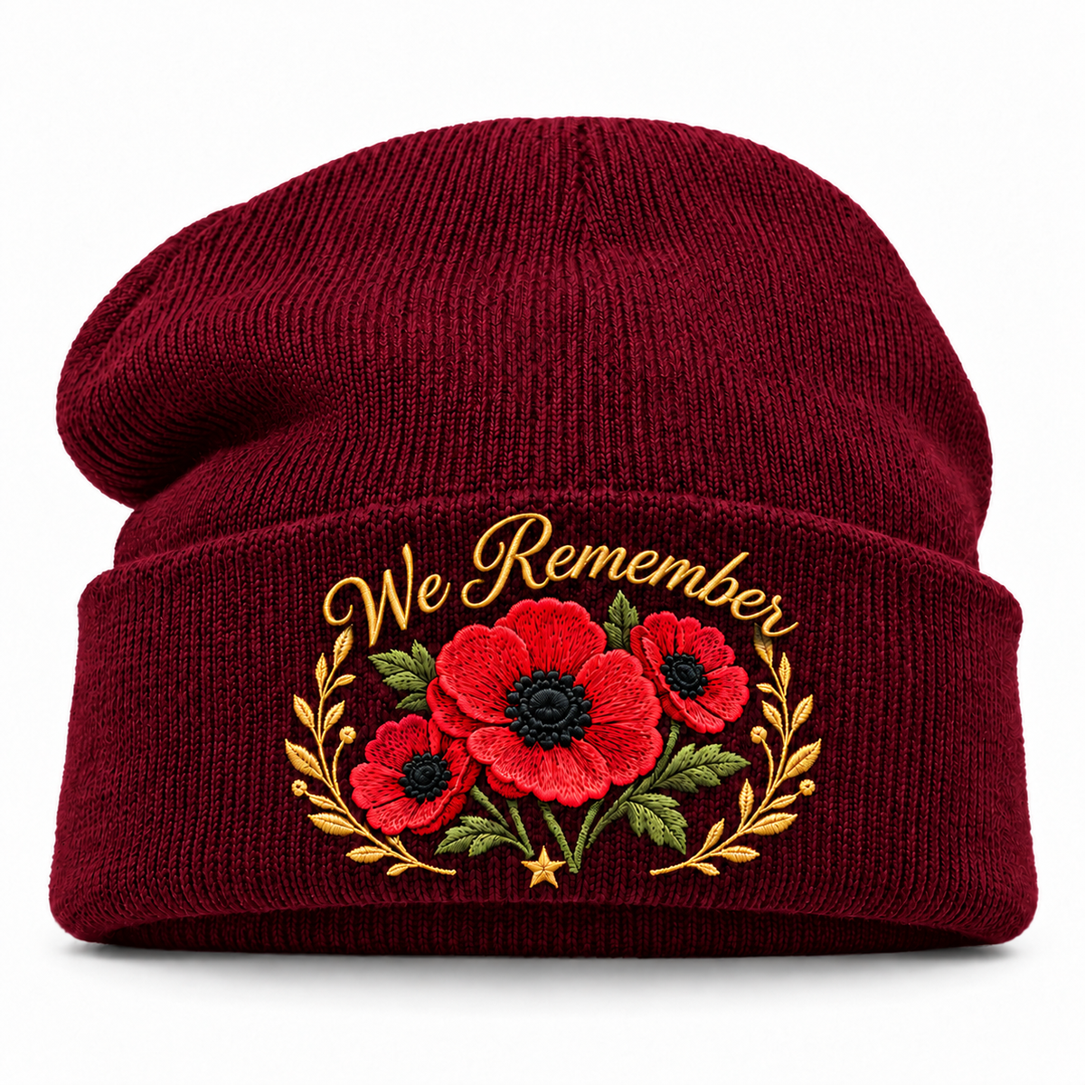 🎖️ Lest We Forget Poppy™ | Memorial Embroidered Knit Beanie
