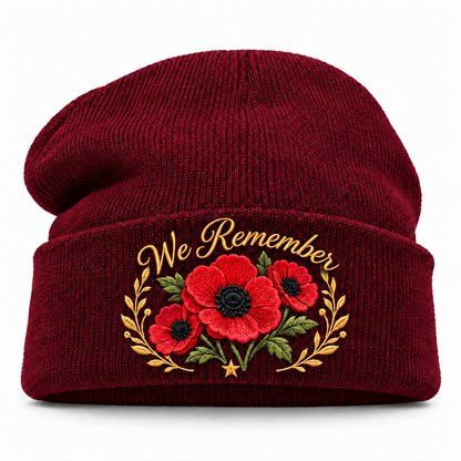 🎖️ Lest We Forget Poppy™ | Memorial Embroidered Knit Beanie