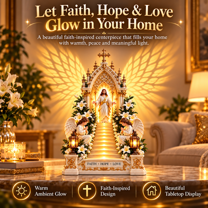 🙏 Heavenly Stairway Angel Wing Light – Christian Tabletop Faith Decor
