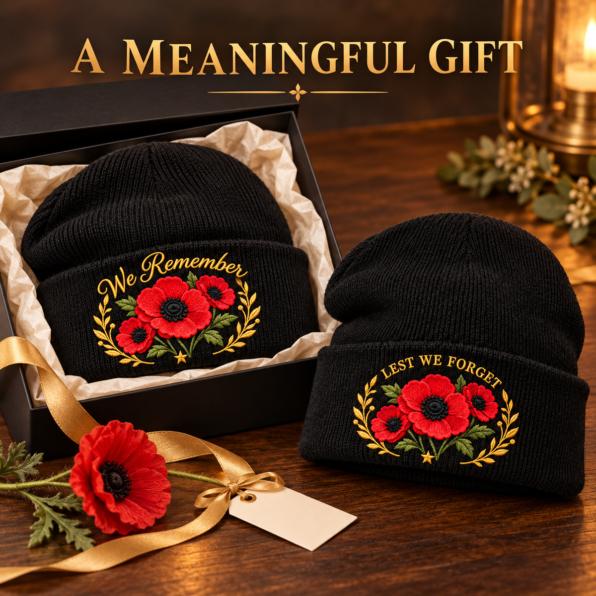 🎖️ Lest We Forget Poppy™ | Memorial Embroidered Knit Beanie