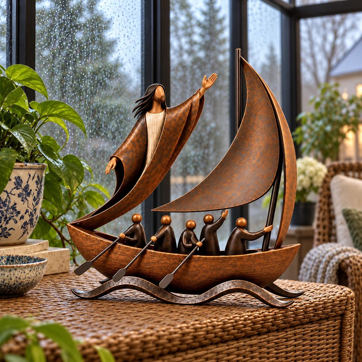 ⏳ Last Day 49% OFF ⛵✨ Guided by Faith™ | Bronze-Tone Sailing Sculpture