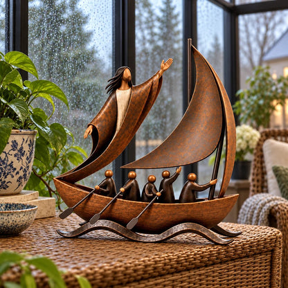 ⏳ Last Day 49% OFF ⛵✨ Guided by Faith™ | Bronze-Tone Sailing Sculpture