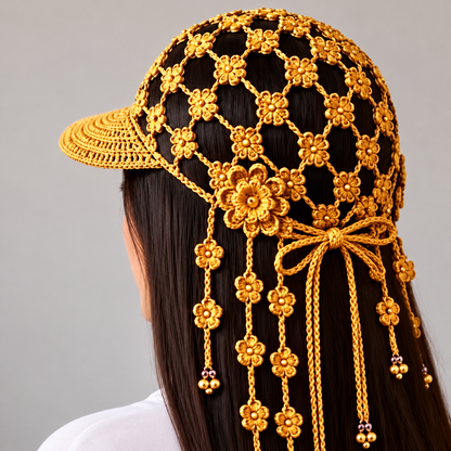 🍂🧶 Handmade Crochet Garden Cap – Floral & Woodland Collection