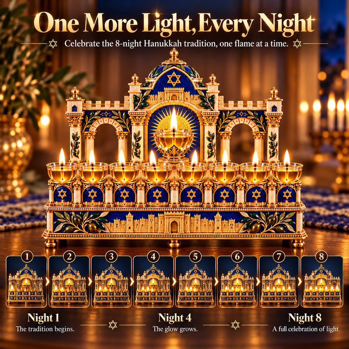 ✨ Light the Eight Nights | Hanukkah Oil Lamp Centerpiece