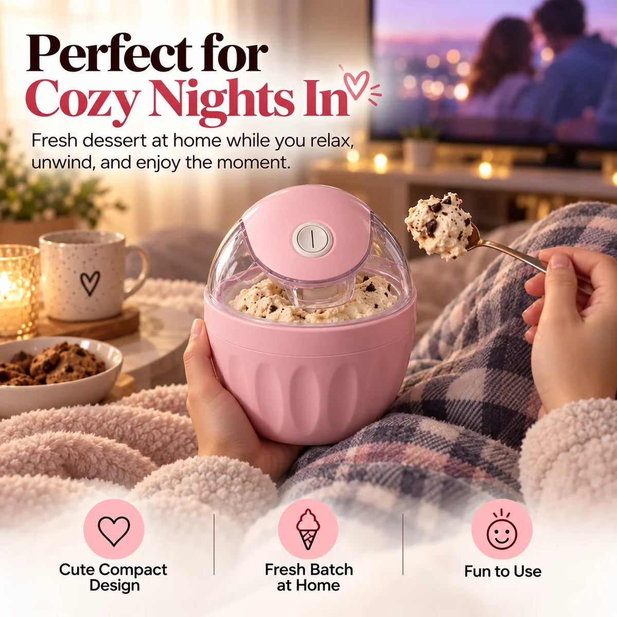 🍦 Mini Homemade Ice Cream Maker – Compact One-Touch Frozen Dessert Machine