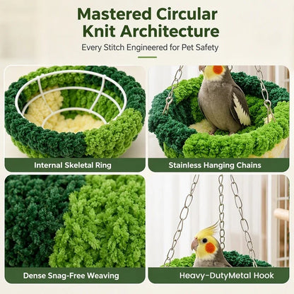 🐦🧶Cozy Winter Hanging Bird House — Soft In-Cage Habitat