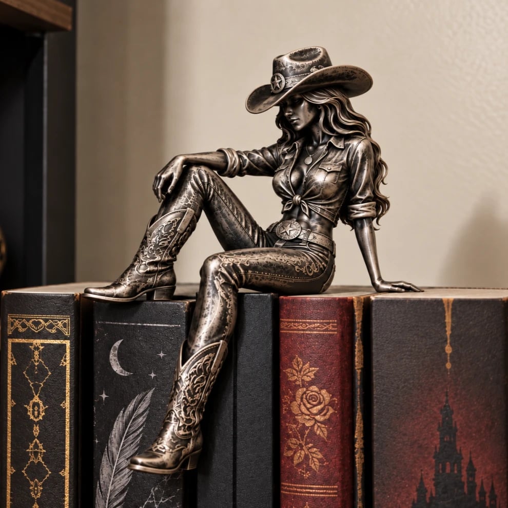 🐎 Spirit of the West | Vintage Cowgirl Bronze Figurine