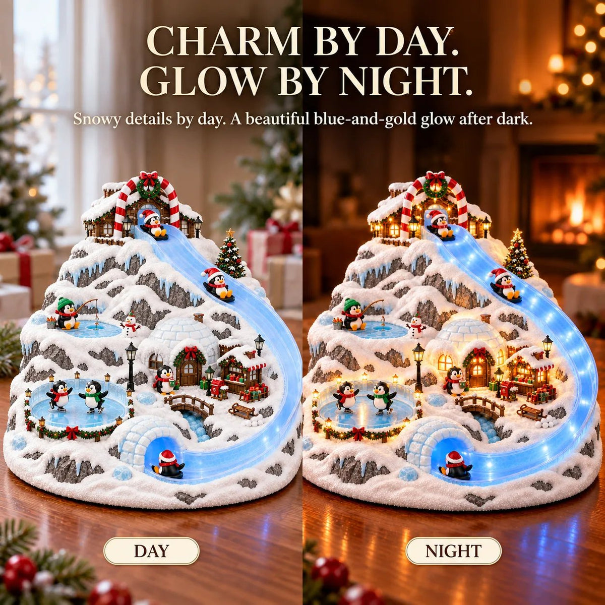🐧 A Snowy Slide Into Christmas | Lighted Penguin Holiday Village
