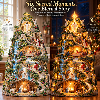 ✝️ The Journey of Faith™ – Lighted 3D Jesus Life Story Mountain with 6 Sacred Biblical Scenes