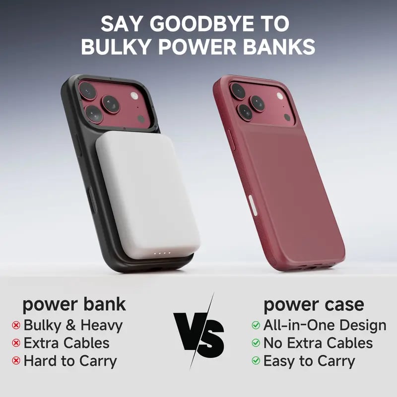 🔋 PinkBird Power Case for iPhone – Slim Protective Battery Case with Dual Charging & Type-C Fast Charge